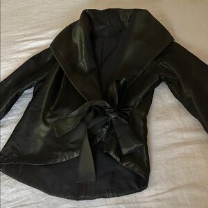 Luxurious Black and Green Metallic Women's Jacket